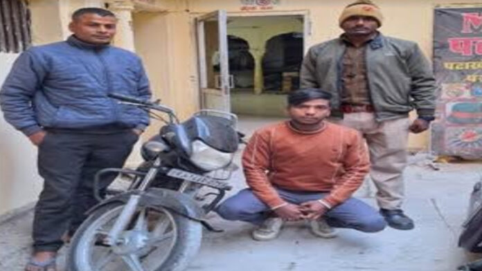 A vehicle thief arrested along with a stolen bike