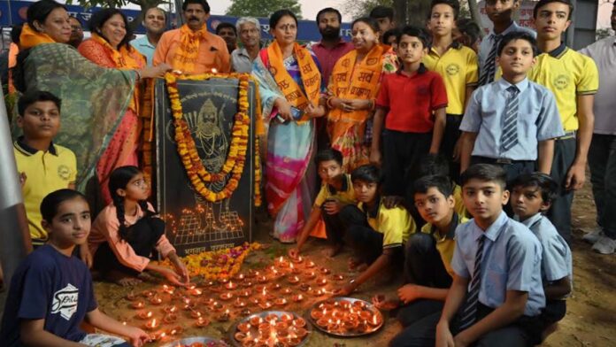 Little children lit lamps on the eve of Lord Parshuram's birth anniversary celebrations.