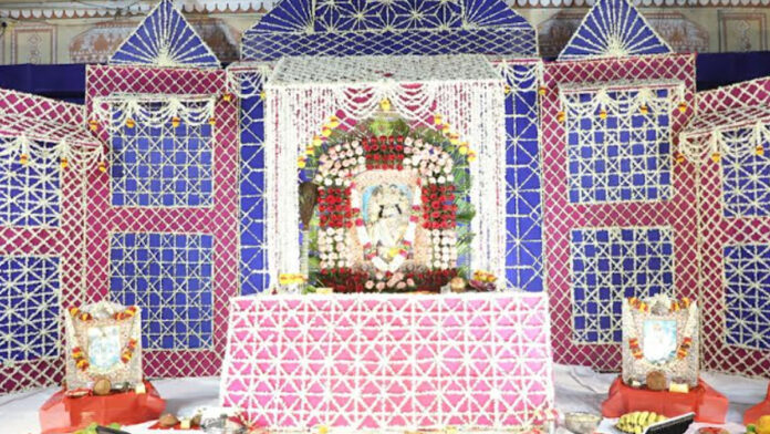 Tableau of Khatu Shyam Ji decorated in Ramchandra Ji temple