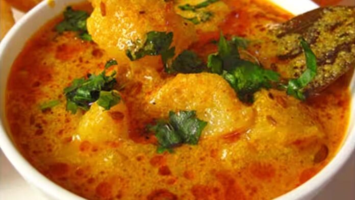 Tasty potato curry with curd