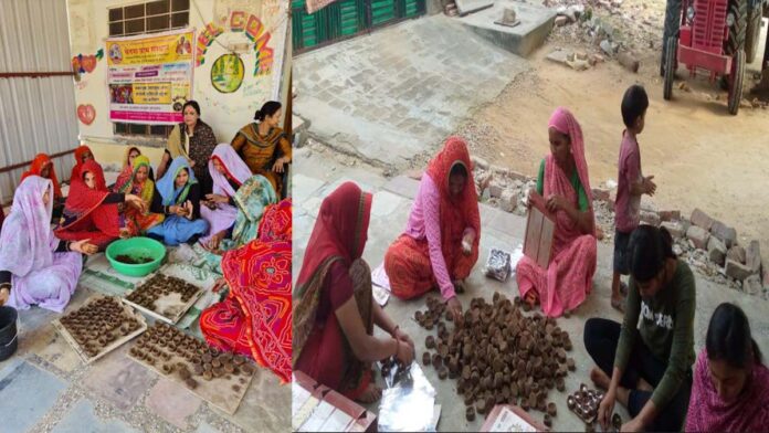 Diyas and pooja materials are being made from cow dung